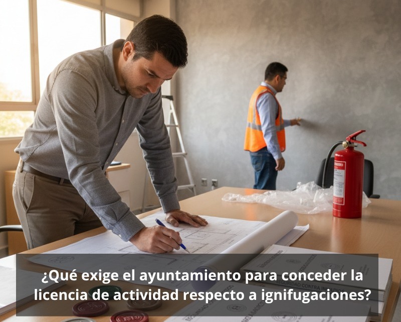 ¿Qué exige el ayuntamiento para conceder la licencia de actividad respecto a ignifugaciones?